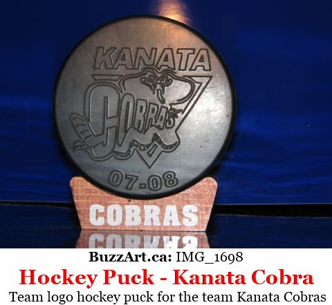 Kanata Corbras engraved hockey puck